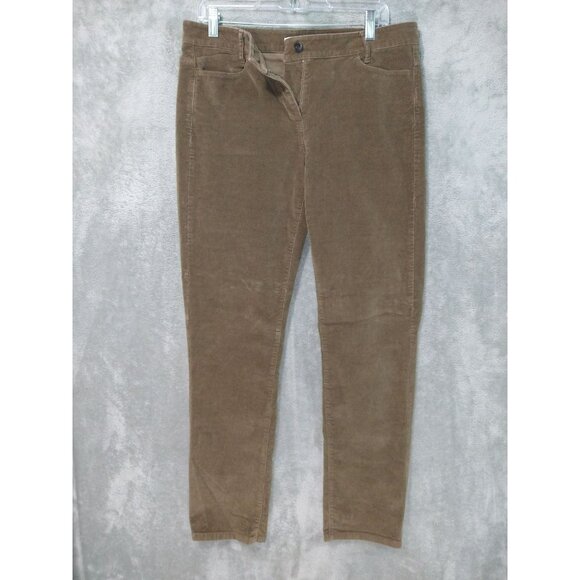 J Jill Pants Womens 8 Brown Corduroy Slim Straight Leg Mid Rise Stretch - Picture 1 of 10